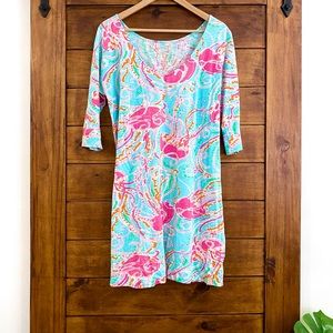 Lilly Pulitzer Eliza Dress Jellies be Jammin sz M 3/4 sleeves EUC
